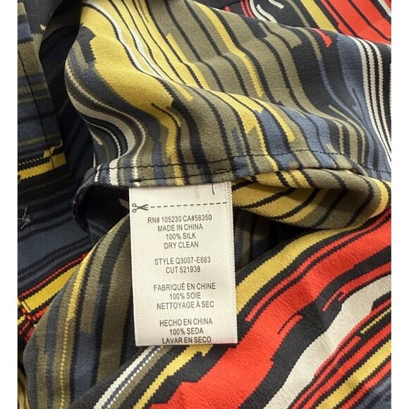 Equipment 100% Silk Long Sleeve Blouse Colorful Artsy Button Down Relaxed Size M - Picture 8 of 9